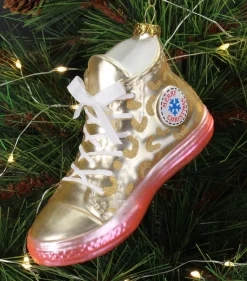 Kerst ornament sneaker goud 7,6 x 5,1 x 12,7 cm