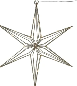 Kerstster Arno goud met 30 lampjes warm wit 41,5 x 40 x 5 cm