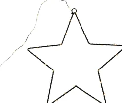 Kerstster Marnix zwart met 50 lampjes warm wit 40 x 40 x 3 cm