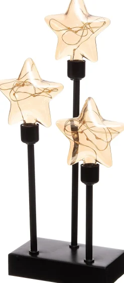Kerststerren op standaard zwart 14,5 x 7 x 32 cm