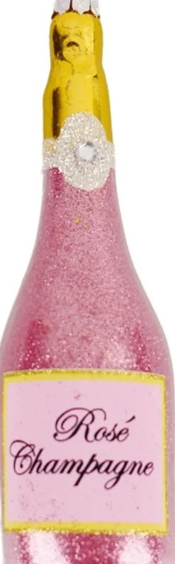 Kurt S. Adler kerst ornament champagnefles roze 8 x 5 x 8 cm