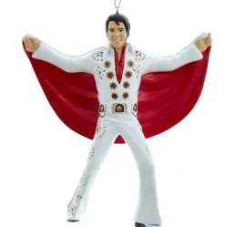 Kurt S. Adler kerst ornament Elvis Presley met cape wit 11,94 x 10,16 x 3,30 cm