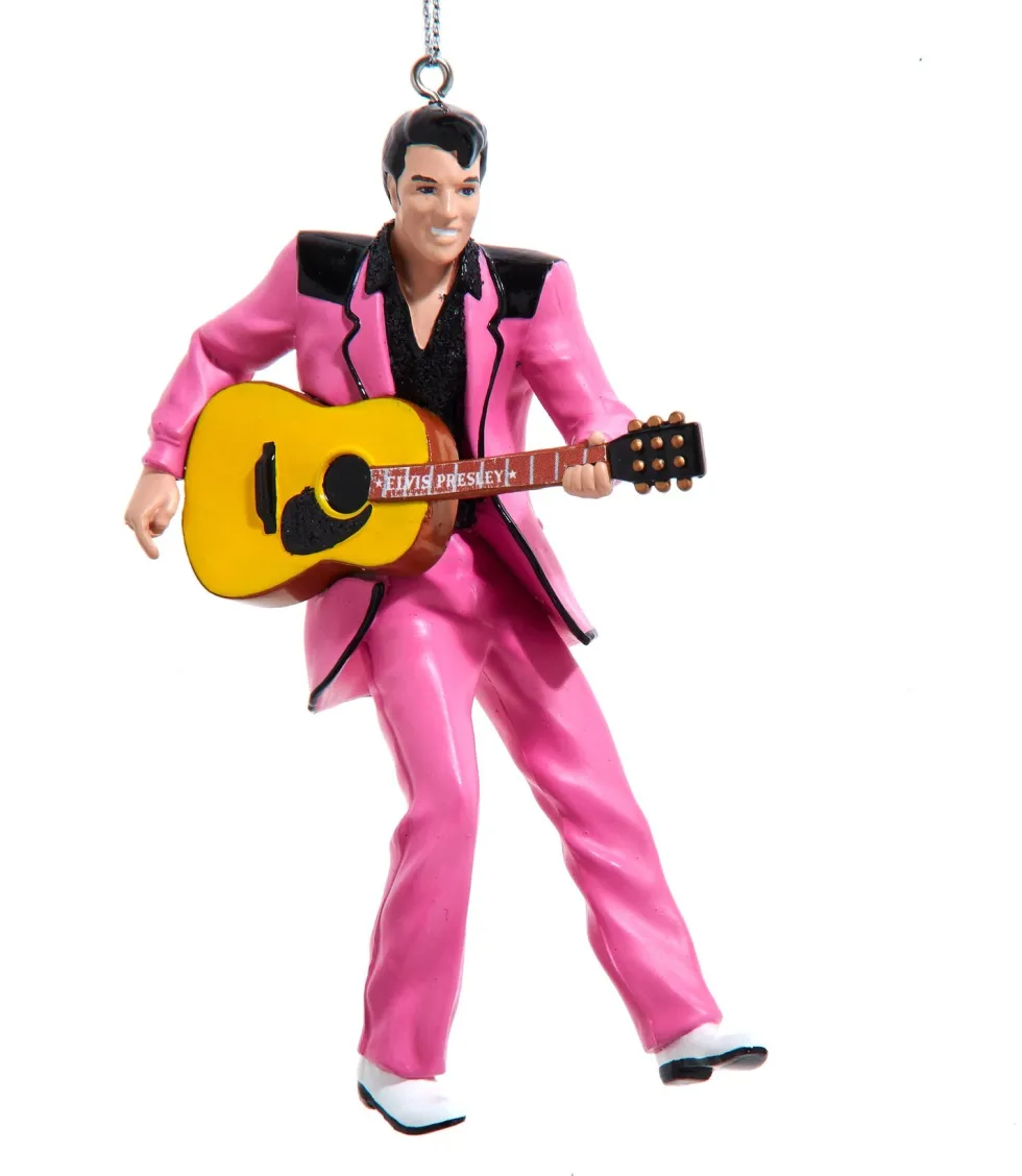 Kurt S. Adler kerst ornament Elvis Presley in pak roze 8 x 4 x 8 cm