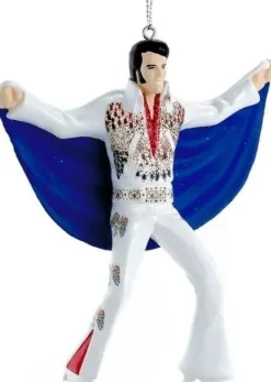 Kurt S. Adler kerst ornament Elvis Presley met cape wit 10,16 x 3,81 x 11,43 cm