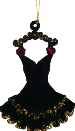 Kurt S. Adler kerst ornament jurkje Burlesque zwart 6 x 12 x 16 cm