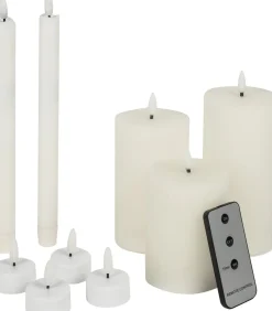 LED kaarsenset met afstandsbediening / timer wit 9 stuks