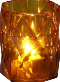 LED kaars in glas oranje D 4,7 H 5,7 cm