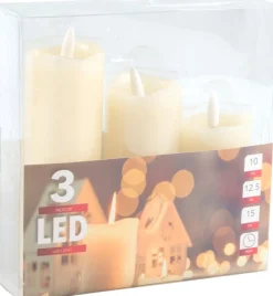 LED stompkaars op batterij wit D 5 H 10/12,5/15 cm 3 stuks