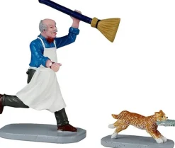 Lemax Caddington Village kerstdorpminiatuur feline fish thief (kat steelt vis) 3,5 x 8,9 x 7,6 cm 2-delig