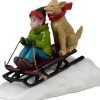 Lemax Caddington Village kerstdorpminiatuur doggone downhill sledding (sleëen met hond) 3,5 x 6,5 x 5,1 cm