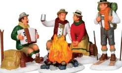 Lemax Caddington Village kerstdorpminiatuur alpine ski party (kampvuur feestje) 7 x 4,5 x 7,5 cm 4-delig
