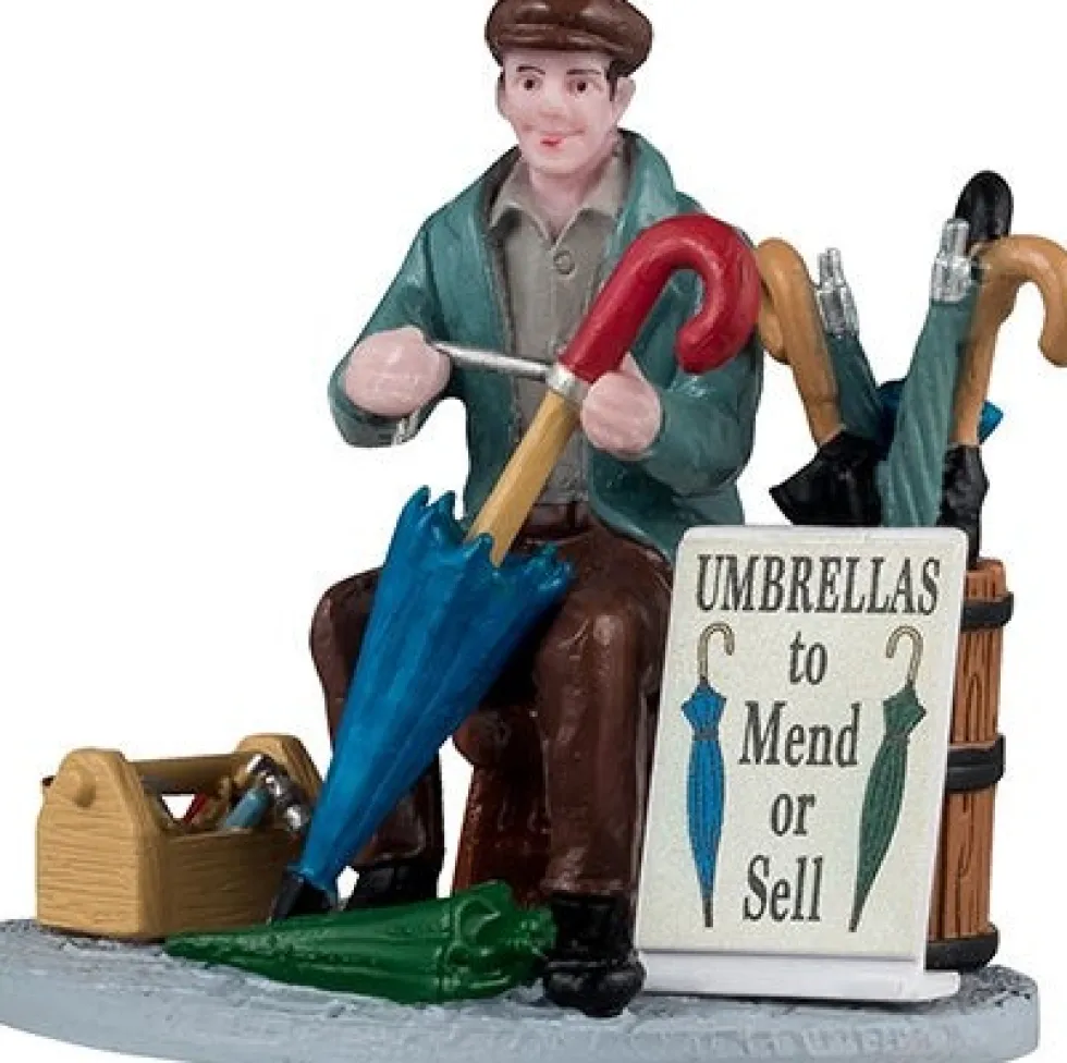 Lemax Caddington Village kerstdorpminiatuur umbrella vendor (paraplu verkoper) 4,4 x 5,8 x 5,6 cm