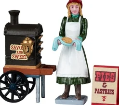 Lemax Caddington Village kerstdorpminiatuur savory & pies & pastries (gebakskraam) 2,2 x 6,9 x 6,5 cm 3-delig