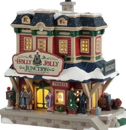 Lemax Caddington Village kersthuisje holly jolly junction (treinstation) 20 x 10,6 x 20,5 cm