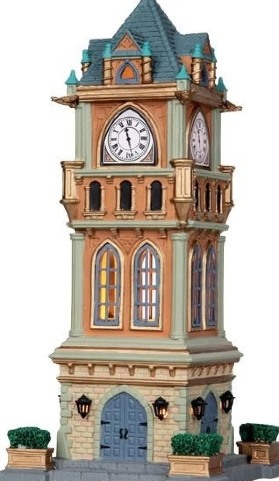 Lemax Caddington Village kersthuisje municipal clock tower (kerktoren) 12,3 x 12,3 x 27,5 cm