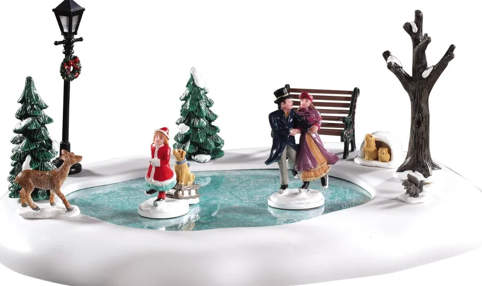 Lemax Caddington Village kerstdorpminiatuur Victorian skaters (ijsbaan) 28,5 x 20,2 x 12,7 cm