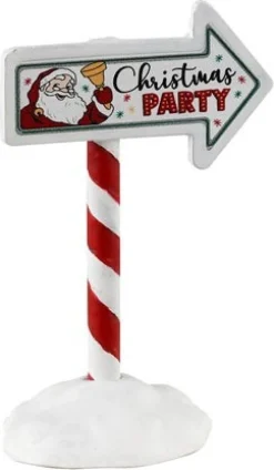 Lemax General kerstdorpminiatuur christmas party sign (kerstfeest paal) 4,5 x 3,1 x 7 cm