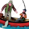 Lemax kerstdorpminiatuur canoe catch (vissen kano) H 6,2 cm
