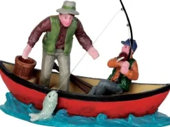 Lemax kerstdorpminiatuur canoe catch (vissen kano) H 6,2 cm