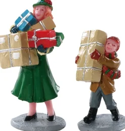 Lemax kerstdorpminiatuur christmas rush (kerstdrukte) 2-delig 5,5 x 3 x 6,5 cm