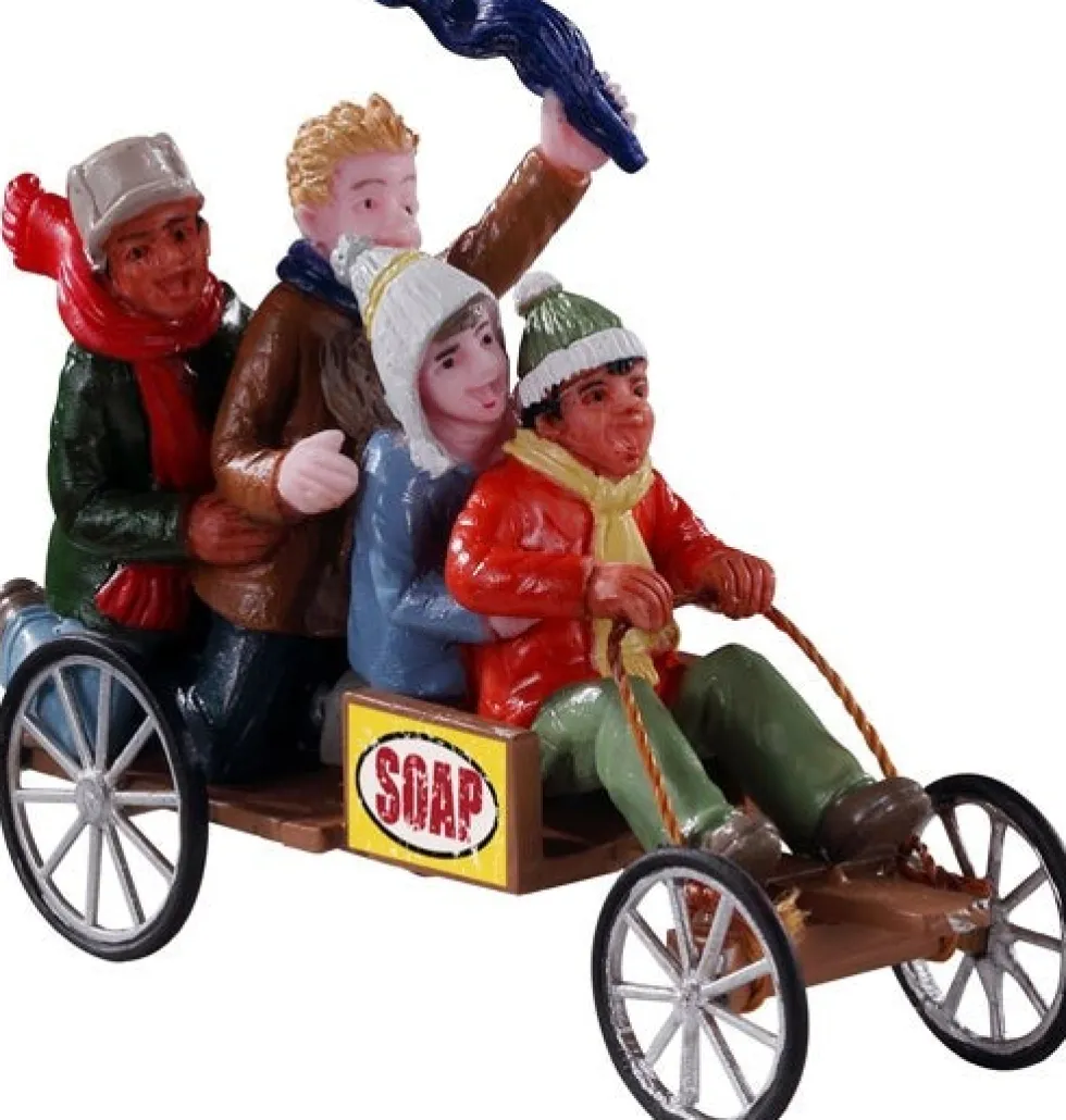 Lemax kerstdorpminiatuur go-cart racers (kartracing) 10 x 3,5 x 5,5 cm