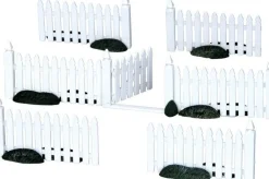 Lemax kerstdorpminiatuur plastic picket fence (hek) 7 stuks H 4 cm
