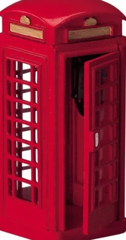 Lemax kerstdorpminiatuur telephone booth (telefooncel) H 7,7 cm
