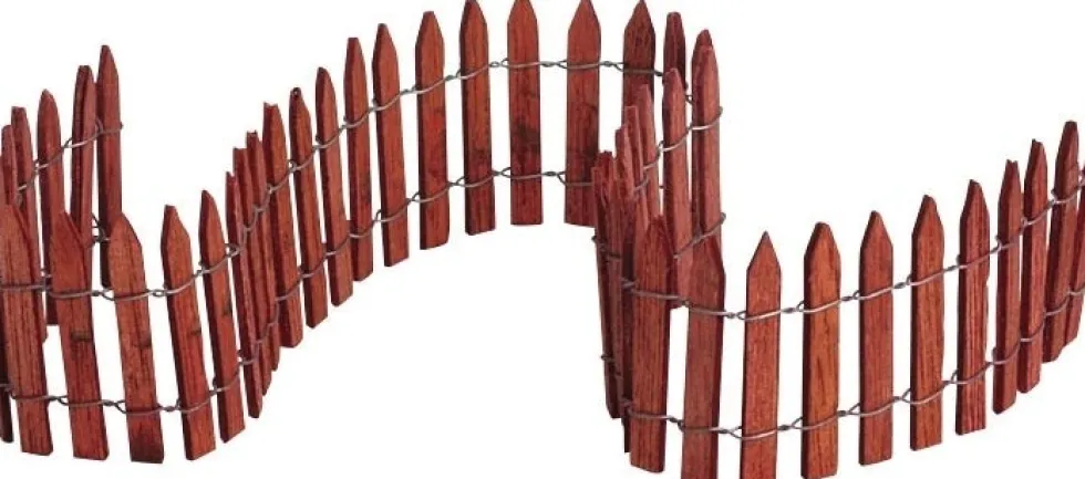 Lemax kerstdorpminiatuur wired wooden fence (hek) H 4,1 cm bruin
