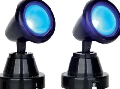 Lemax kerstdorp verlichting round spotlight blue H 3,5 cm 2 stuks