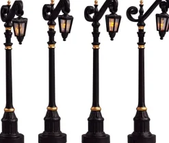 Lemax kerstdorp verlichting colonial streetlamp (koloniale lantaarn) 4 stuks H 10,2 cm