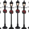 Lemax kerstdorp verlichting straatlantaarn met krans 1,5 x 12 x 10,5 cm 6 stuks