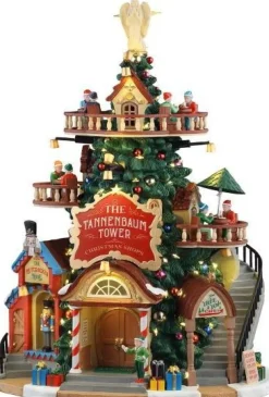 Lemax Santa's Wonderland kersthuisje tannenbaum tower (dennenboom toren) 22 x 20 x 30,5 cm