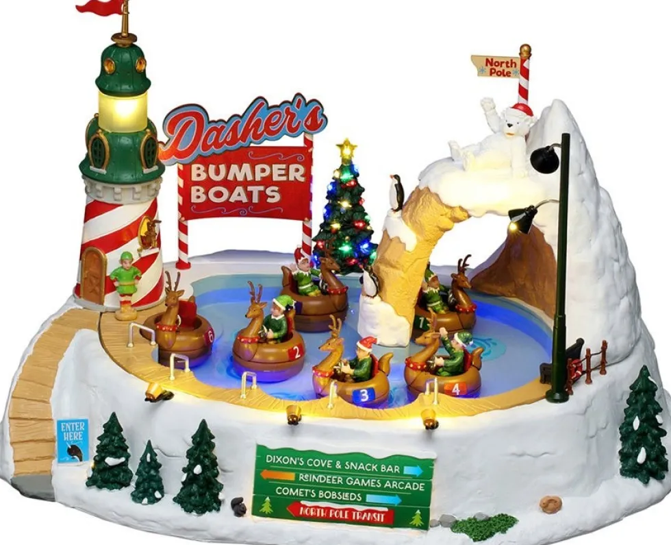 Lemax Santa's Wonderland kerstdorp dasher's bumper boats (botsbootjes) 31,8 x 28,4 x 42,4 cm