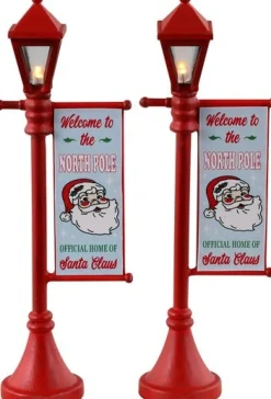 Lemax Santa's Wonderland kerstdorpminiatuur north pole lamppost (noordpool lantaarns) 7 x 2 x 10,2 cm 2 stuks
