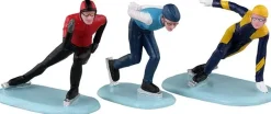 Lemax Vail Village kerstdorpminiatuur speed skaters (schaatsers) 16,2 x 3,5 x 5,4 cm 3-delig