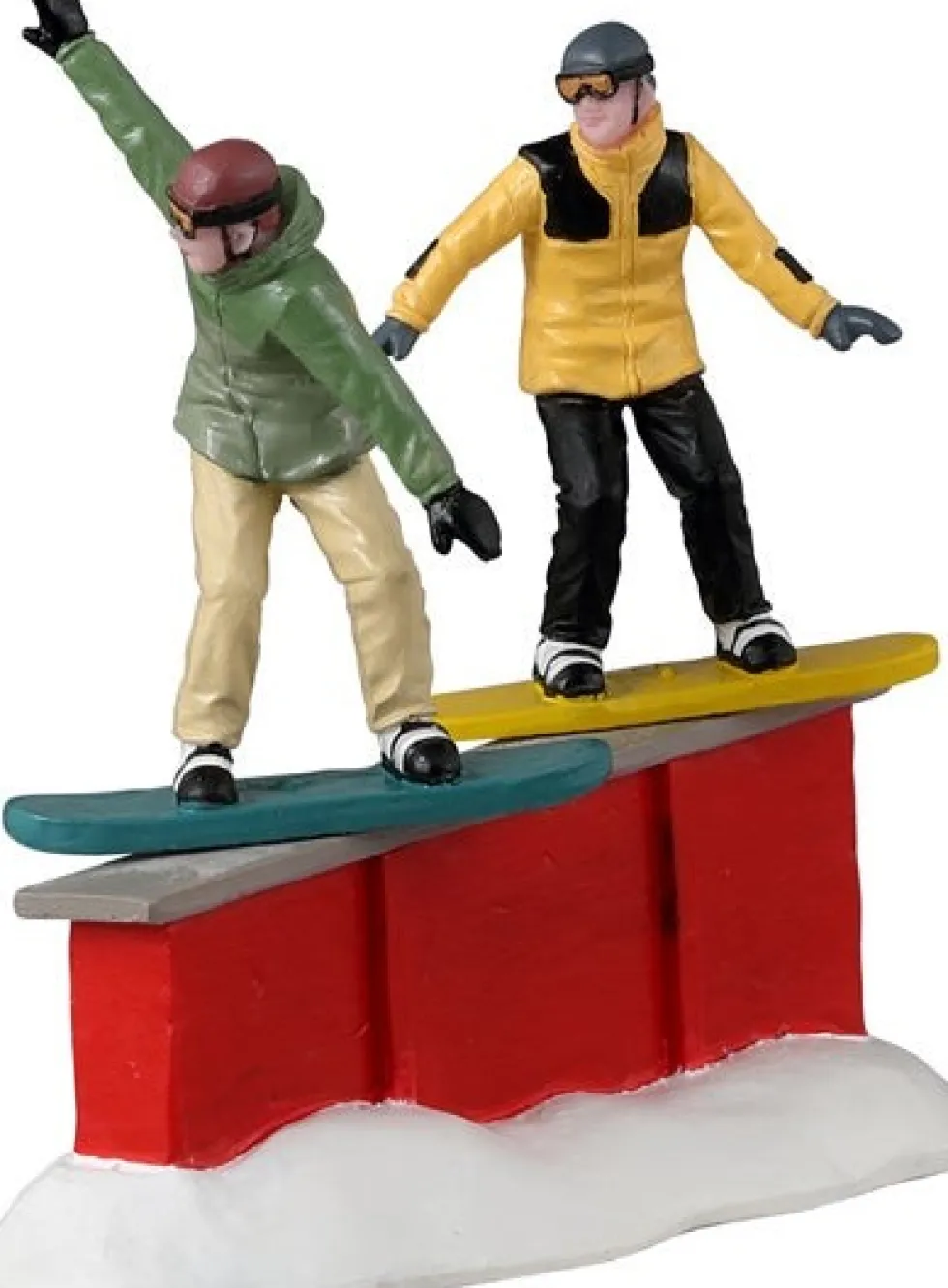 Lemax Vail Village kerstdorpminiatuur snowboard sliders (snowboarden) 9,9 x 3,7 x 9,3 cm