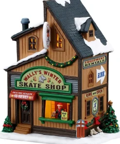 Lemax Vail Village kersthuisje wally's winter skate shop (schaats winkel) 22,9 x 15,6 x 25,3 cm