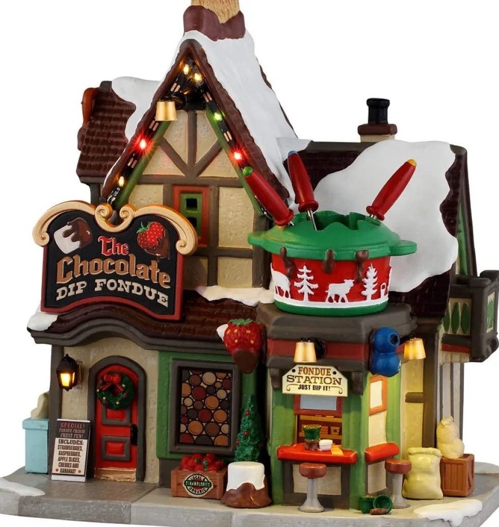 Lemax Vail Village kersthuisje the chocolate dip fondue (chocolade fondue) 11,3 x 16,6 x 17,8 cm