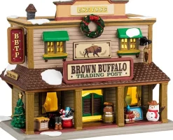 Lemax Vail Village kersthuisje brown buffalo trading post (handelspost) 11,7 x 20,4 x 17 cm