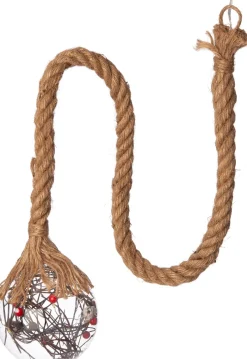 Luca Lighting hanglamp bol rode besjes met 15 LED lampjes wit licht D 10 H 90 cm