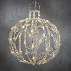 Luca Lighting kersthanger Tundra kerstbal zilver met verlichting D 30 H 32 cm