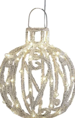 Luca Lighting kersthanger Tundra kerstbal zilver met verlichting D 25 H 27 cm