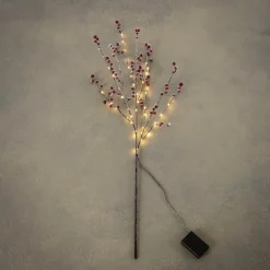 Luca Lighting kersttak met verlichting bessen besneeuwd rood 100 cm