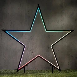 Luca Lighting tuinsteker Garden d'Light ster met verlichting gekleurd 60 x 60 x 73 cm