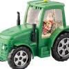 Lumineo automatische sneeuwbol tractor groen met verlichting 11,3 x 22 x 17 cm