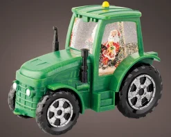 Lumineo automatische sneeuwbol tractor groen met verlichting 11,3 x 22 x 17 cm