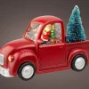 Lumineo automatische sneeuwbol auto rood met verlichting 10 x 22,5 x 14 cm