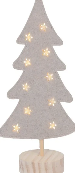 Lumineo decoratieboom Felton grijs met verlichting 9 x 15,5 x 35 cm