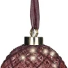 Lumineo kerstbal roze met verlichting D 14 cm