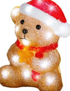 Lumineo kerstfiguur beer met verlichting 13,6 x 16,5 x 21 cm